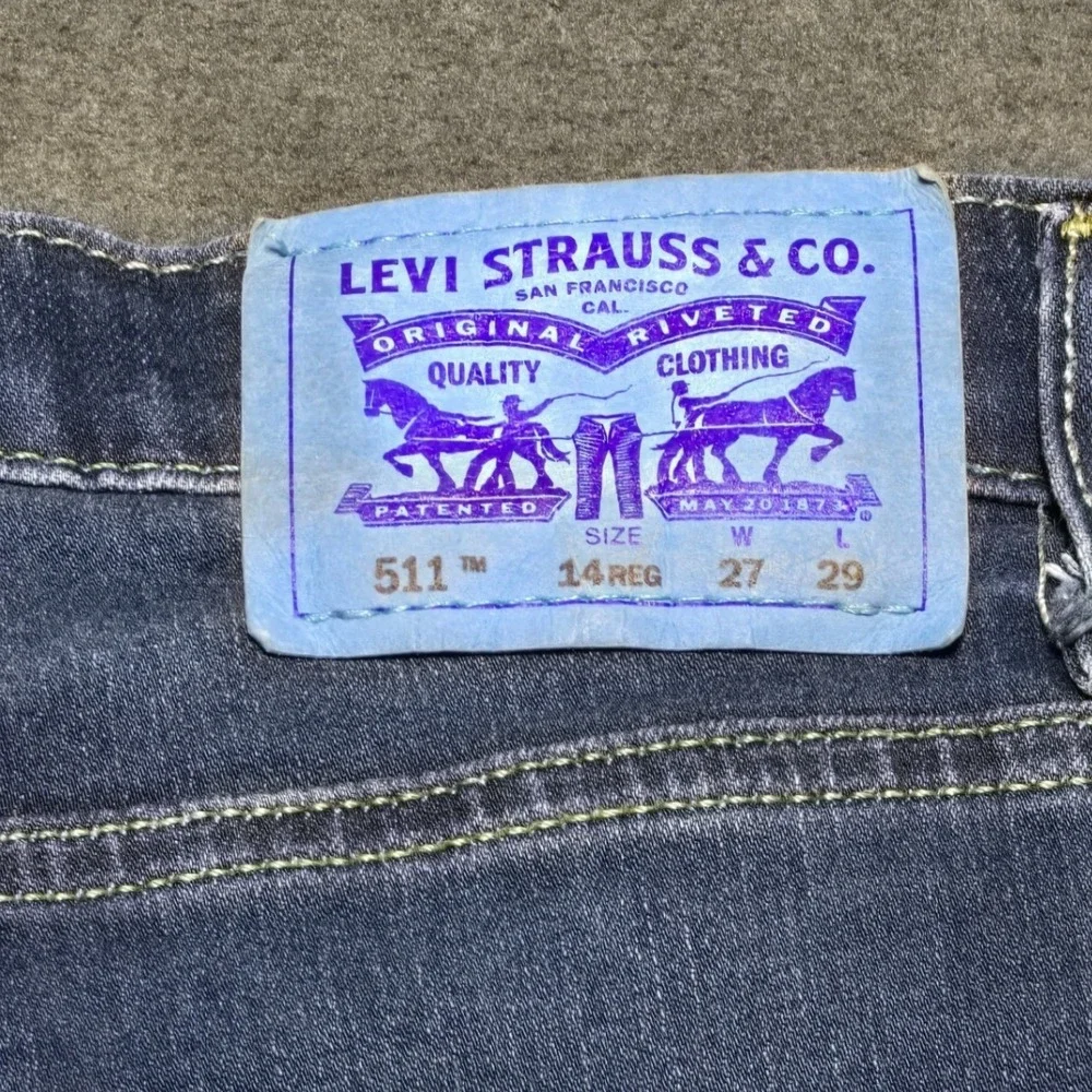 Levi's 511 Slim Fit Boys Jeans Blue Denim Adjustable Waist Size 14 Regular 27x29